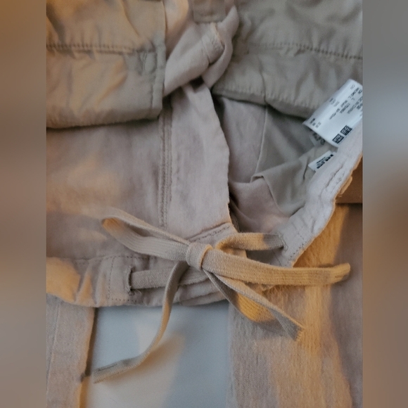 Womens Uniqlo Linen Cotton Spandex Tapered Trousers Size Large Elastic Waist - Picture 7 of 10
